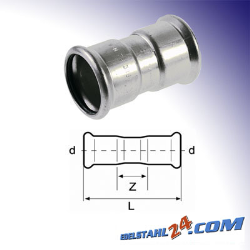 Muffe Edelstahl V4A, M-Kontur