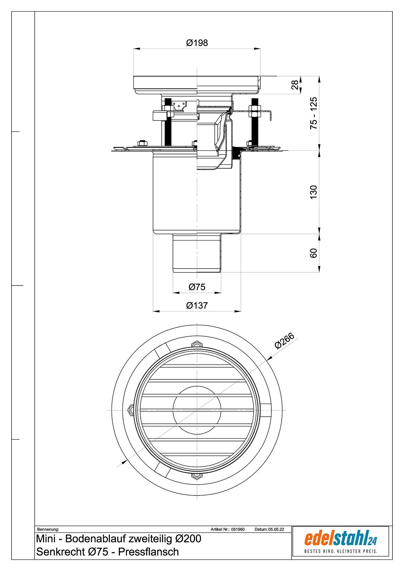 Bodenablauf circular zweiteilig Ø 200