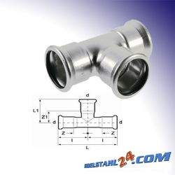 T-Stück Edelstahl V4A, M-Kontur