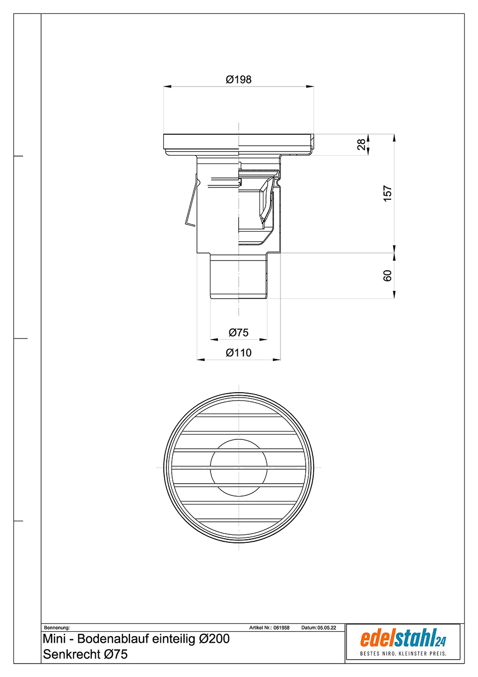 Bodenablauf circular einteilig Ø 200