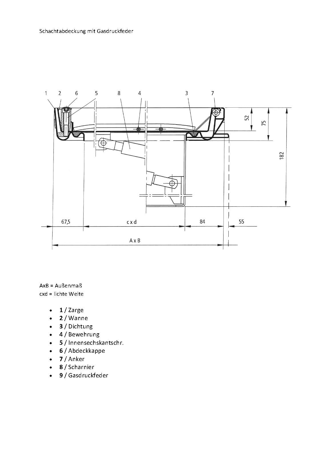 Schachtabdeckung 800 x 800 VZ