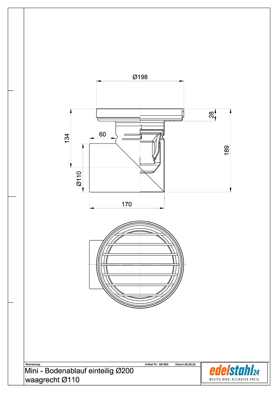 Bodenablauf circular einteilig Ø 200